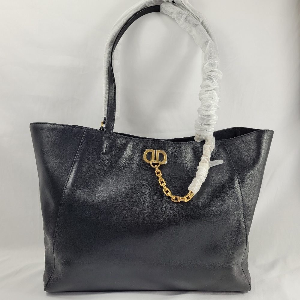 Dkny Linton Leather Tote Blackgold